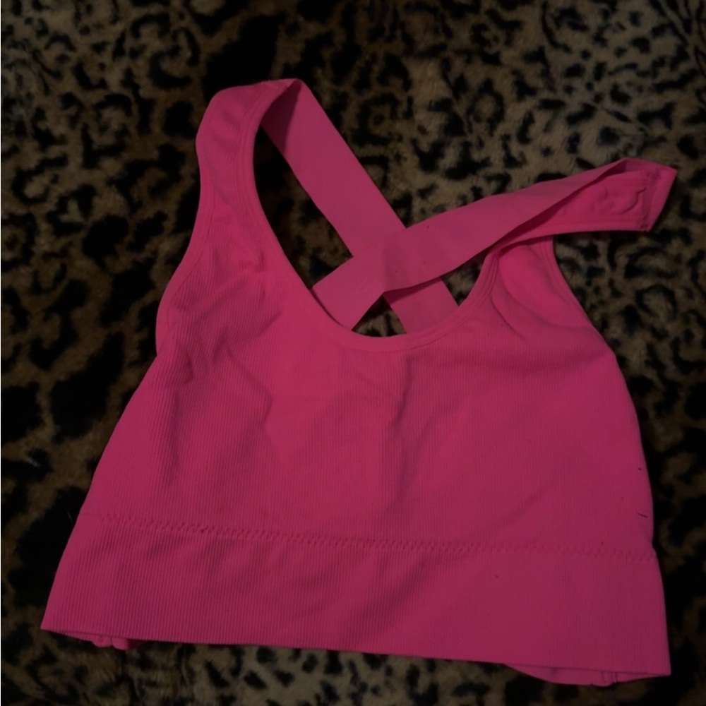 Pink Cross-Back Crop Top